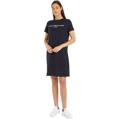 Image of Tommy Hilfiger LOGO Jersey dress, Women&#039;s, Size: Small, Desert sky