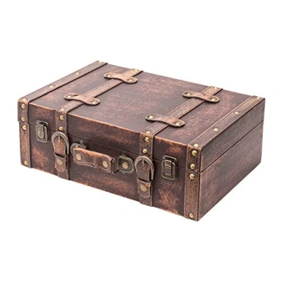 Image of HMF VKO103 Vintage Wooden Suitcase 38 x 26 13 cm Large Classic