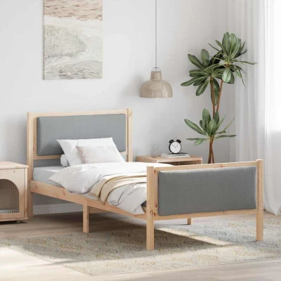 Image of vidaXL Bed Frame with Headboard Light Grey 100 x 200 cm Fabric