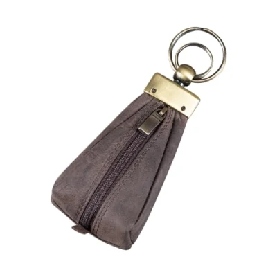 Image of STILORD &#039;Enno&#039; Small Leather Key Pouch Vintage Holder for Men Case Mini Purse with Ring Slim Wallet Coin in Genuine Leather, Colour:Dark Brown