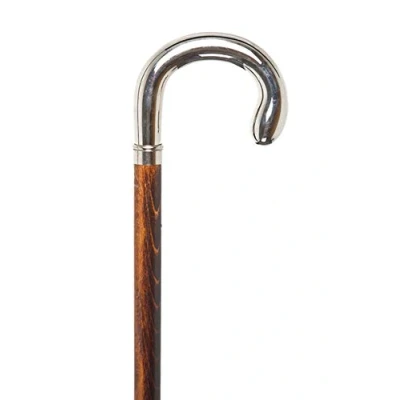 Image of Brown Beech Walking Stick with a Nickel Crook Handle