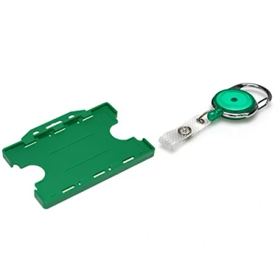 Image of ID Card It Holder Double Sided and Green Retractable YoYo Security Key Clip Reel
