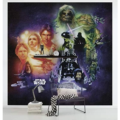 Image of Komar Star Wars Fleece Photo Wallpaper, Fleece, Black, White, 250 x cm (Breite Höhe), Bahnbreite 50