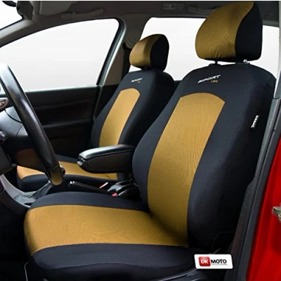 Image of DKMOTO Car Seat Covers Universal Full Set Gold/Black Sport Line Airbag Compatible