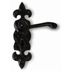 Image of Fleur De Lys Bathroom Door Handle 195mm X 50mm Black Antique
