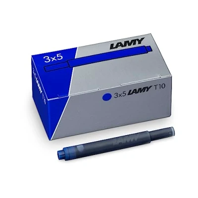 Image of Lamy T10 Set of 3 Ink Cartridges with Large Supply, Suitable for All Cartridge Fountain Pen Models, Contents 1.25 ml per Cartridge, 5 Pieces Pack Colour Blue