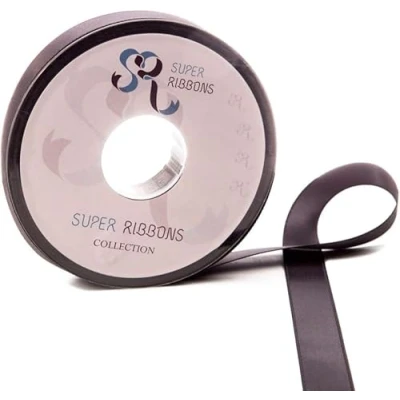 Image of SR SUPER RIBBONS®™ Full Reel 38mm Double Faced Satin Ribbon, 20 Metres on Charcoal