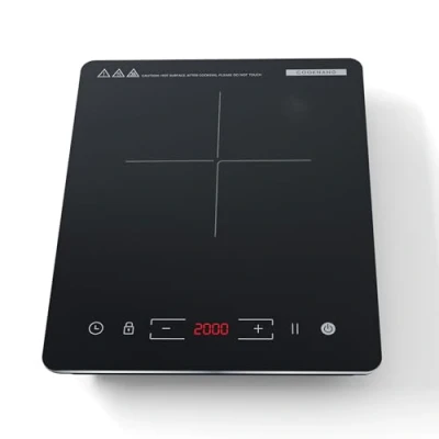 Image of COOKNANO Induction Cooktop Hot Plate, 2000W Single Hob with 9 Power Levels and 8 Hour Timer, Sensor Touch Button Control, Security Lock, Black Crystal Glass, Portable Compact black.