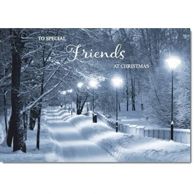 Image of doodlecards Friends Christmas Card Snowy Street Scene Medium Size for with Plain Envelope