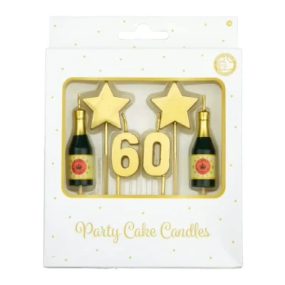 Image of PD Party Birthday Candles for Cakes Decoration Golden Cake Parties Children and Adults Number Candle Size 3 x 9 1 cm 60 Years