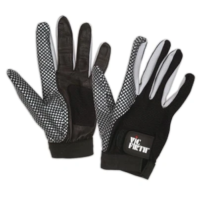 Image of Vic FIrth Gloves Drummer&#039;s with Improved Grip and Ventilated Palm Black/Grey Small