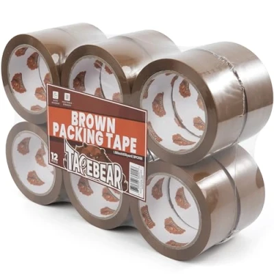 Image of TAPEBEAR Brown Packing Tape 12Rolls, Parcel General Purpose 2.6mil/66mic 48mm x 50m Packaging Refills Moving for Boxes, Secure Sticky Heavy Duty Cartons, Postage