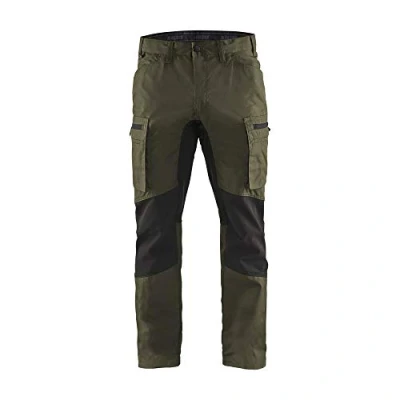Image of Blaklader 145918454599C50 Service Stretch Work Trousers, Dark Olive Green/Black, Size C50