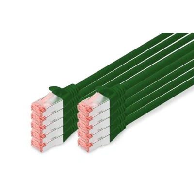 Image of DIGITUS CAT 6 S FTP patch cord, Cu, LSZH AWG 27/7, length 2 m, 10 pieces, color green