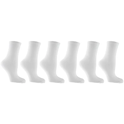 Image of Rjm Ladies Plain Ankle Socks Size 4 7 6 Pack White