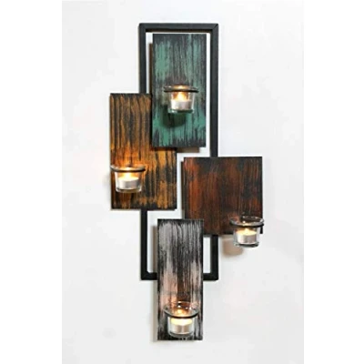 Image of DanDiBo Abstract Wall Tea Light Holder, Metal Wall, 61 cm, Black