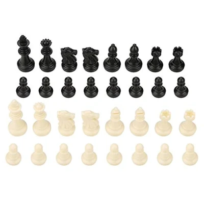 Image of Zerodis Chess Set, International 32 Standard Pieces Replacement Tournament Chessmen with Kings Queens Castles Knights for Children Teenager Adults