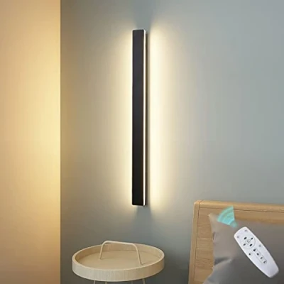 Image of Black Outside Wall Lights LED Dimmable Remote Control Long Strip IP65 Waterproof Lamp Sconce Outdoor/Indoor Modern Up Down Lighting Living Room Bedroom Hallway Corridor Stairs Garden,30cm