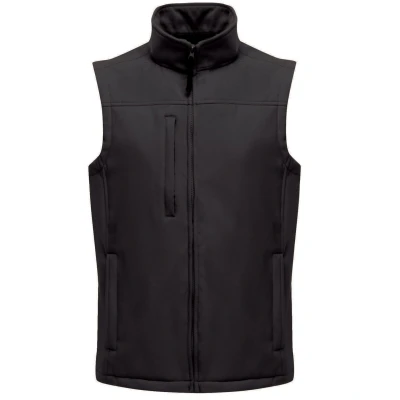 Image of Regatta Mens Flux Softshell Bodywarmer / Sleeveless Jacket (Water Repellent &amp; Wind Resistant) (All Black) Size 4XL