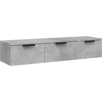 Image of vidaXL Wall Cabinet in Concrete Grey, 102x30x20 cm, Engineered Wood, Elegant Storage and Decor Solution for Living Room Bedroom, Resistant to Moisture, Easy Assemblage