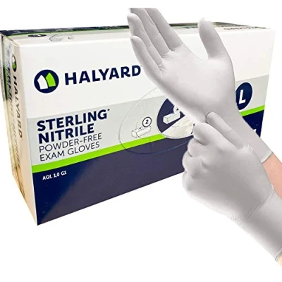 Image of Omnitex 200pk Sterling Grey Nitrile Gloves EN455, EN374 Medical Grade AQL 1.5 Disposable Powder Free Non Sterile Gloves, Ambidextrous Latex Food Safe (Small (Box 200))