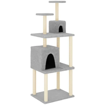 Image of vidaXL Cat Tree with Sisal Scratching Posts Light Grey 167 cm