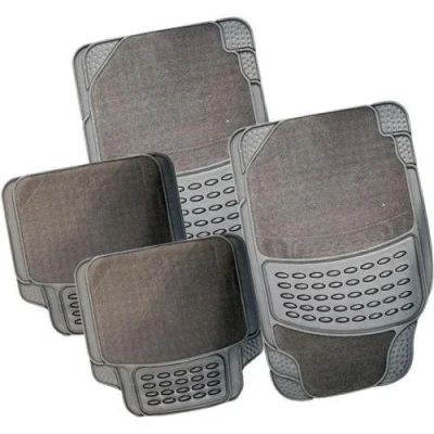 Image of QUALITY SET OF THICK GREY CAR MATS CARPET / RUBBER NON SLIP HEAVY DUTY