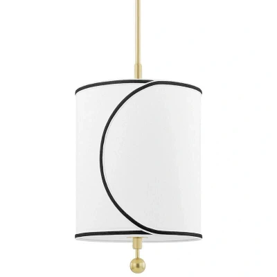 Image of Zara 1 Light Small Pendant Brass, Belgian Linen