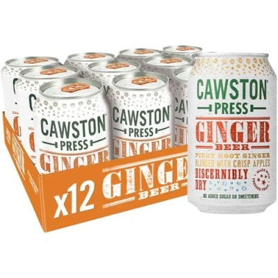 Image of Cawston Press Sparkling Ginger Beer Blended with Water and Pressed Apple (330ml x 12 cans) Gluten Free Vegan No Added Sugar