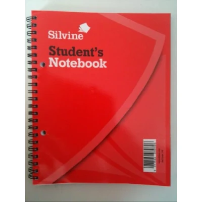 Image of Silvine 8x6&quot; Twin Wire Student&#039;s Notebook. 120 Pages Ruled 6mm Feint