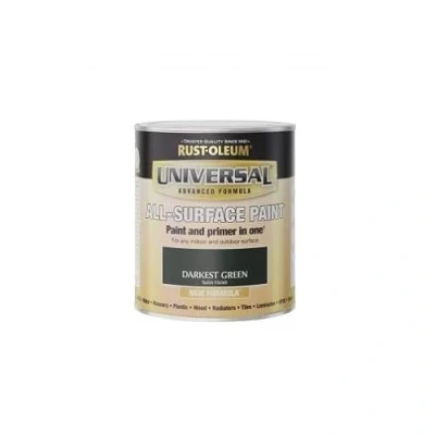 Image of Rust Oleum Universal All Surface Brush on Paint Satin Darkest Green 250ml