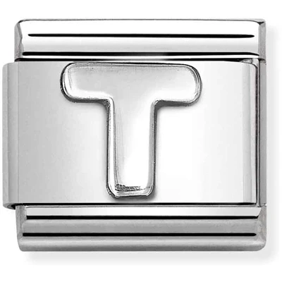 Image of Nomination Oxidised Silver Letter Charm T