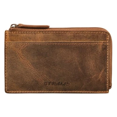 Image of STILORD &#039;Ano&#039; 3 in 1 Vintage Leather Key Pouch RFID Wallet Slim Card Case Money Pocket Holder Genuine Leather, Colour:Bergamo Brown