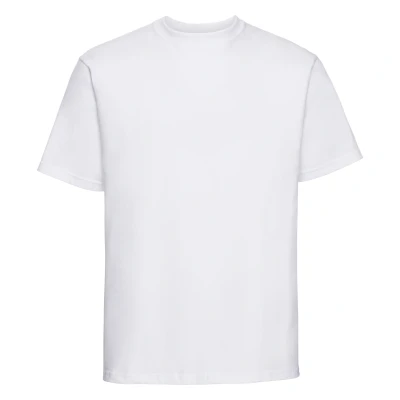Image of Russell Athletic Europe Mens Classic Heavyweight Ringspun Short Sleeve T Shirt (White) Cotton Size Large