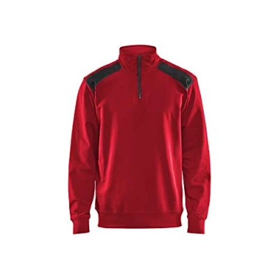 Image of BLÅKLÄDER Sweater two tone half zip Men XS Red/Black
