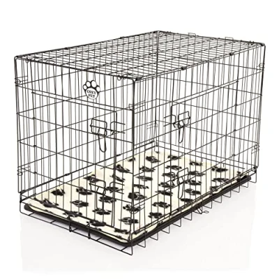 Image of Cozy Pet Dog Cage 36&quot; Black Inc Vet Bed ABS Tray Folding Puppy Crate Cat Carrier DCP36B + VB36C (We do not ship to Channel Islands.)