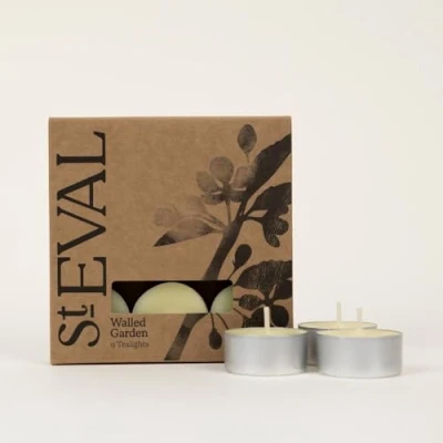 Image of St Eval Walled Garden Scented Tealights Delightful Floral Fragrance Pack of 9 Long Lasting Burn Made in Cornwall