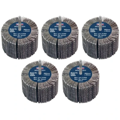 Image of Sealey Abrasive Flap Wheel 80 x 40mm 80Grit 6mm Shaft Pack of 5