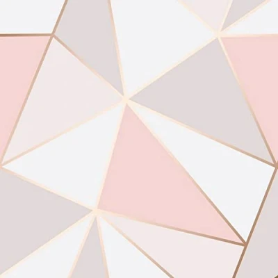 Image of Fine Decor Wallcoverings FD41993 UK Apex Geo Sidewall Wallpaper, Rose Gold, Full Roll,10.05m*52cm