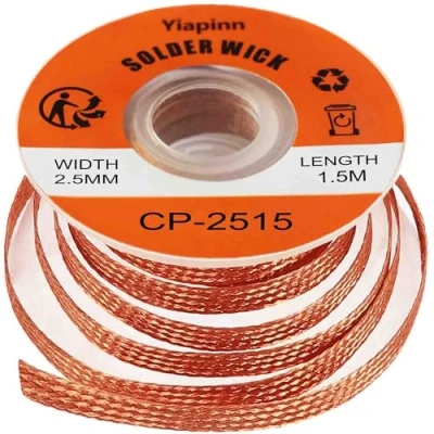 Image of Solder Wick, Desoldering Wick with Flux No Clean Electronic Copper Wire Braid Remover Desolder Soldering (Width 0.10&#039;&#039; Length 4.92&#039;)