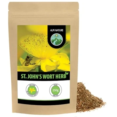 Image of St. John&#039;s Wort Infusion (250g, 8.8oz), Tea, Cut, Gently Dried, 100% Pure and Natural Herbal Tea