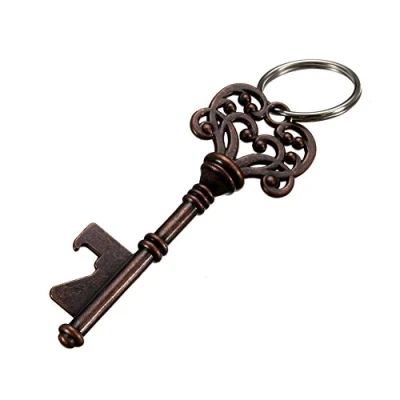 Image of Aiciyimo Antique Key Shaped Wine Beer Bottle Opener Bar Tool Wedding Gift Keychain Color: Bronze