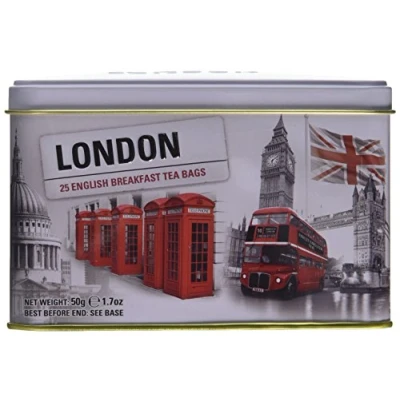Image of New English Teas London Selection Breakfast Teabags Tin (Pack of 1, Total 25 Teabags)