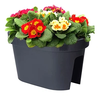 Image of Balcony Planter Box Railing Flower Bridge Pot Porch Terrace Garden Decor, Anthracite