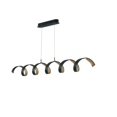 Image of HELIX LED Swirl Pendant Ceiling Light Black 2400lm 4000K 125x13.5cm