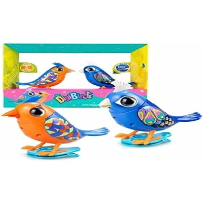 Image of Digibirds Twin Pack, Interactive, Animated Electronic pet with Sounds and Record &amp; Playback, Sings, Head Turns, Blue