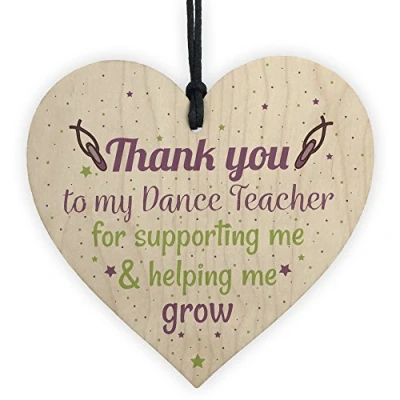 Image of RED OCEAN Dance Teacher Friendship Gift Handmade Shabby Chic Wooden Heart Sign Thank You