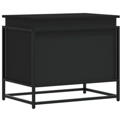 Image of vidaXL black engineered wood storage box/toy blanket chest 60x40x51.5 cm industrial style, moisture resistant