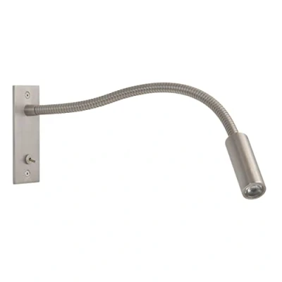 Image of Leo LED 1 Light Indoor Wall Reading Switched Matt Nickel