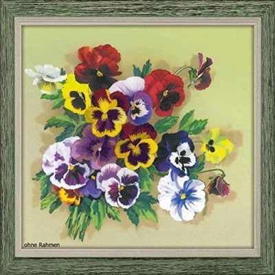 Image of Riolis Pansy The PlatTSTich Satin Stitch Kit, Cotton, Multi Colour, 20 x 0.1 cm